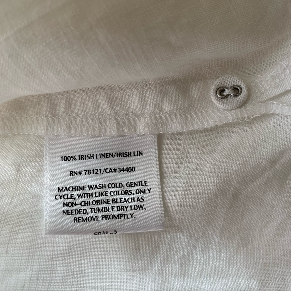 Eileen Fisher 100% Irish Linen Mandarin Collar Button Down Tunic - Picture 8 of 8